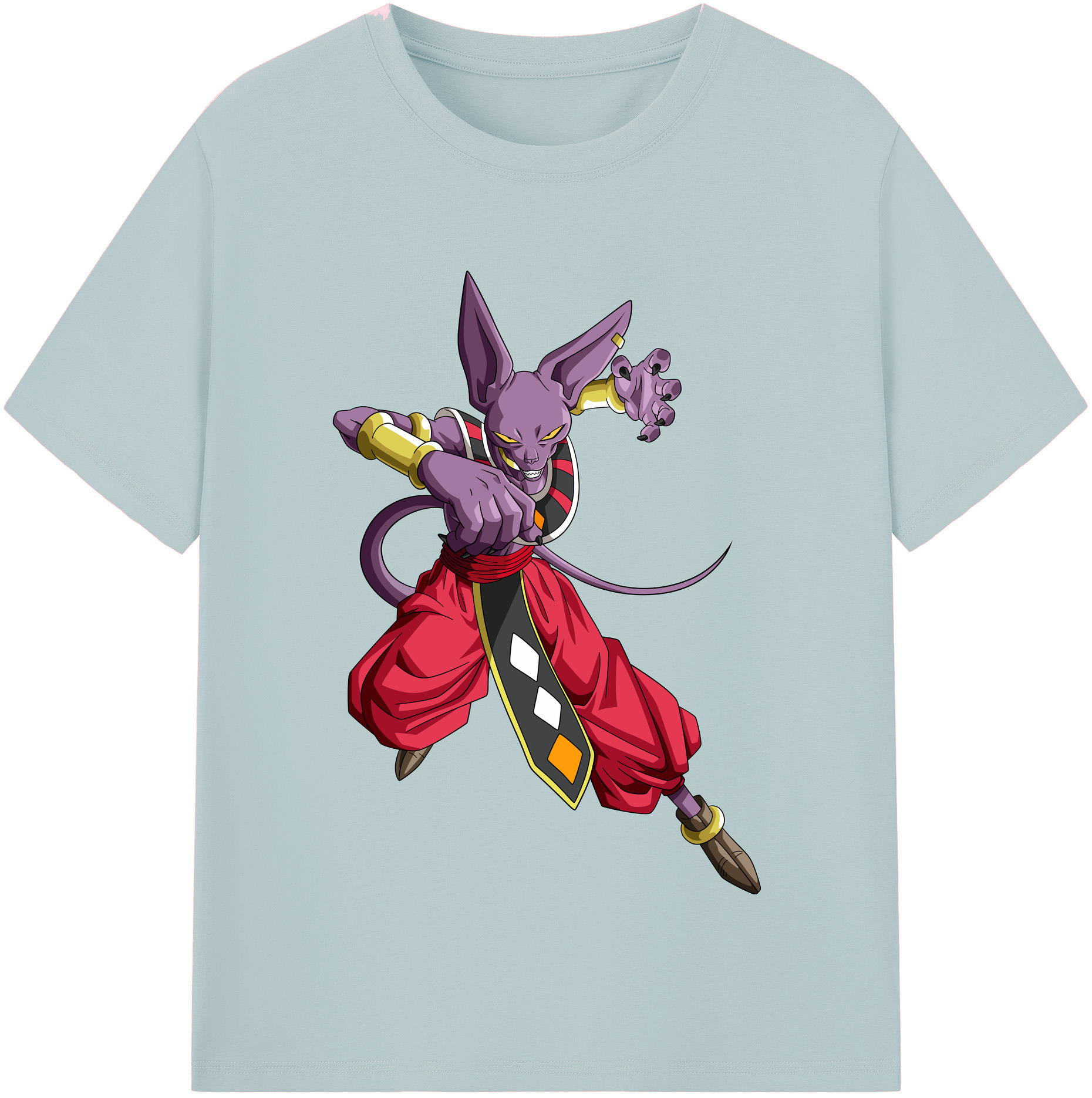 （画像用） ドラゴンボール ビルス 破壊神ビルス DRAGON BALL Beerus Birusu 綿100％半袖Tシャツ（フロントプリント）